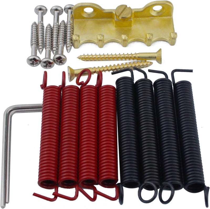 guyker Guitar Tremolo Bridge String Spacing 10.8MM with Brass Saddle and Brass Block & Spring and Claw, Pop-In Vibrato Bar, Complete Install Kit, GG1009A Black - Image 5